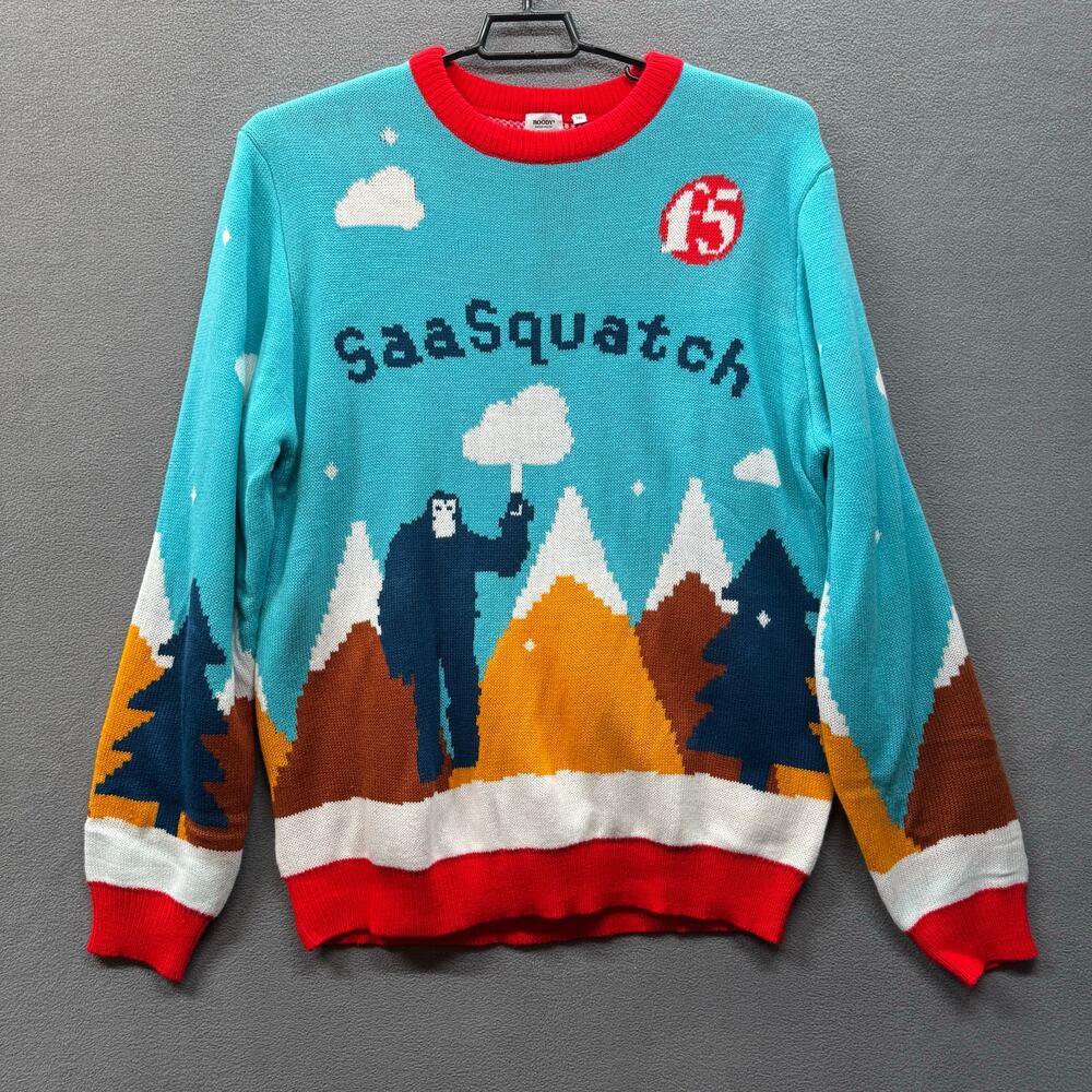 Roody‎ SaaSquatch Bigfoot PNW Crew Neck Oversized Sweater Unisex 3XL Blue